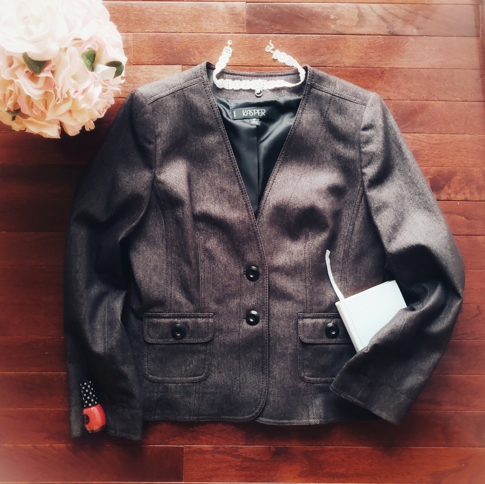 Kasper | Classy Denim Jacket, Blazer,Charcoal